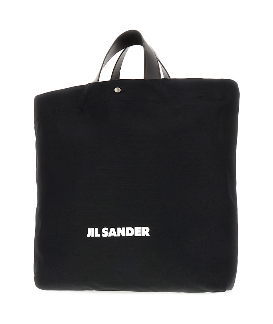 JIL SANDER BLACK CANVAS SHOPPING BAG JIL SANDER BLACK CANVAS SHOPPING BAG