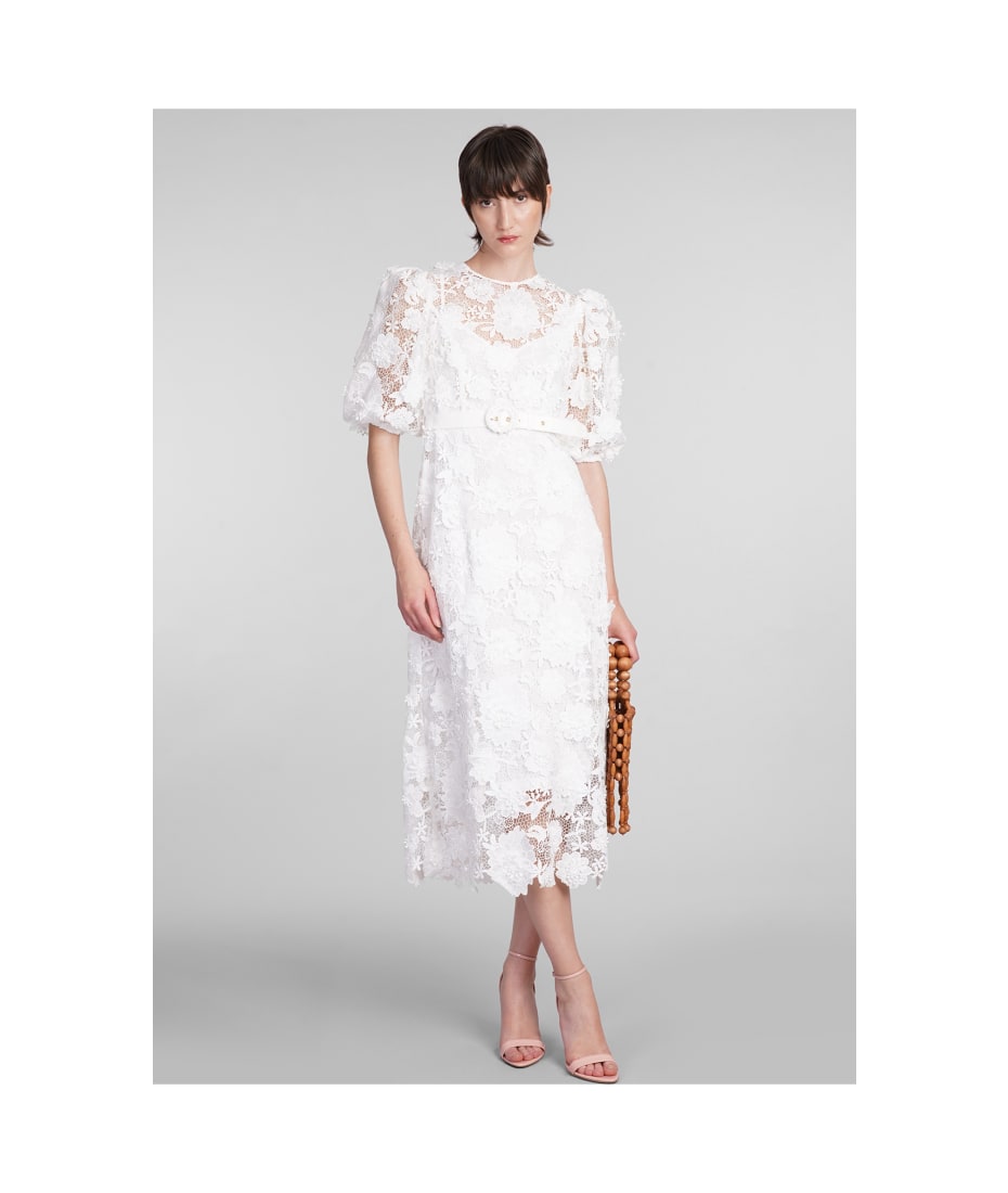 Zimmermann Halliday Lace Flower Belted-waist Dress | italist