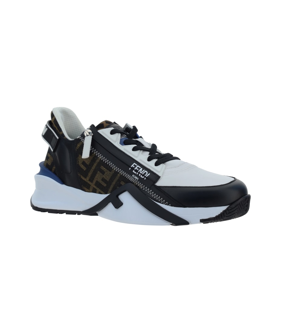 スニーカー FENDI Multicolor leather and jacquard Fendi Flow sneakers Fendi Multicolor Leather And Jacquard Flow Sneakers