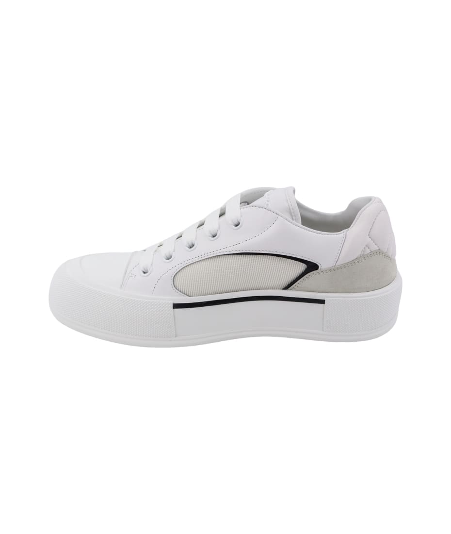 スニーカー Alexander Mcqueen White Canvas And Leather Plimsoll Sneakers Alexander McQueen Canvas And Leather Plimsoll Sneakers