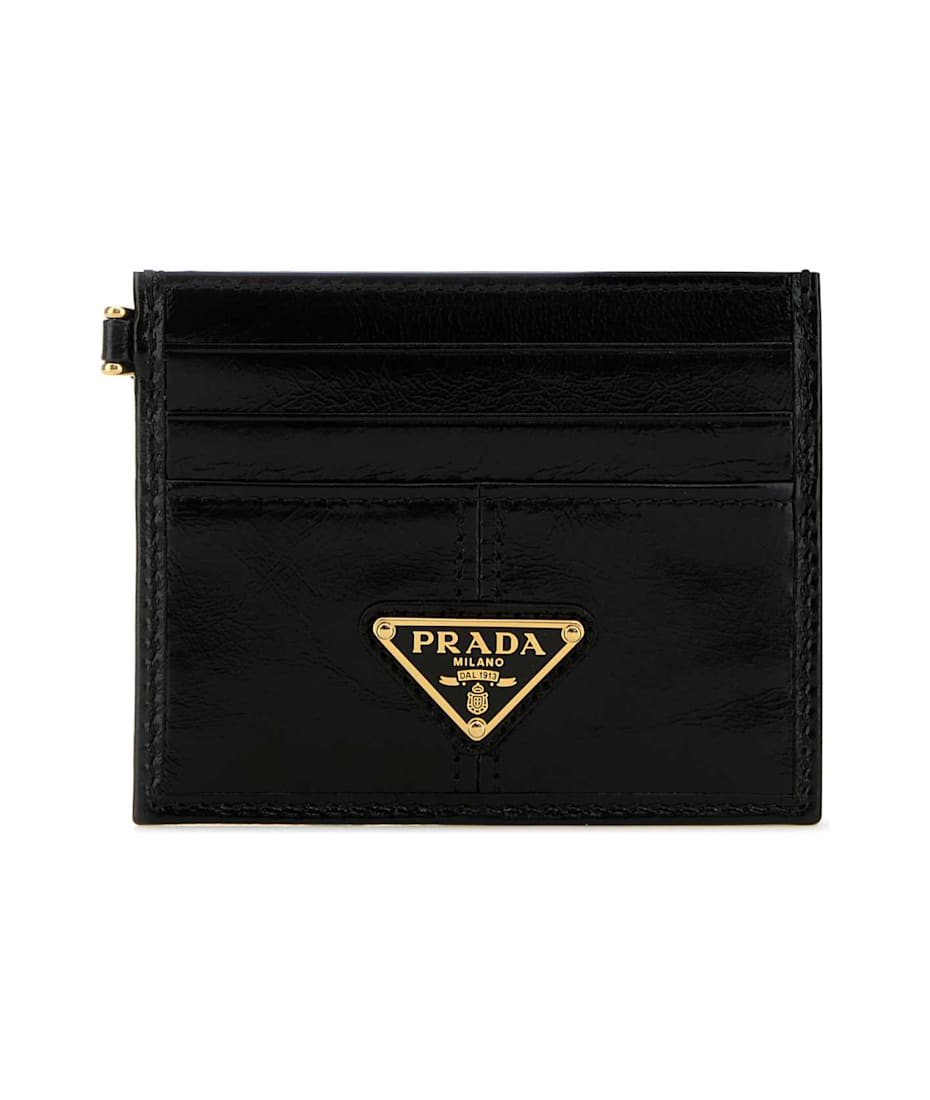 Leather Cardholder Black Prada Card Holder Leather Cardholder