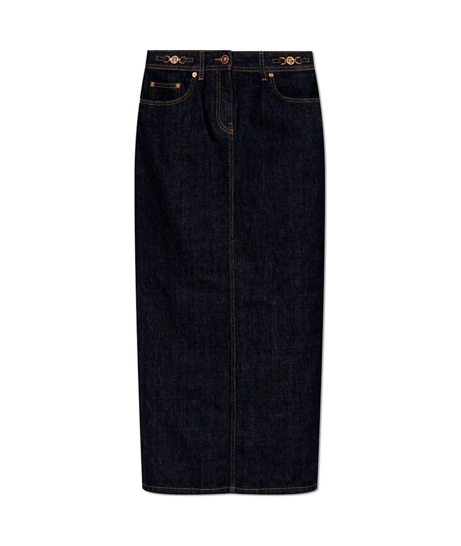 【送料&関税込】Versace Medusa 95 High-waist Denim Skirt 46b50fde53674f2515953e87c80688