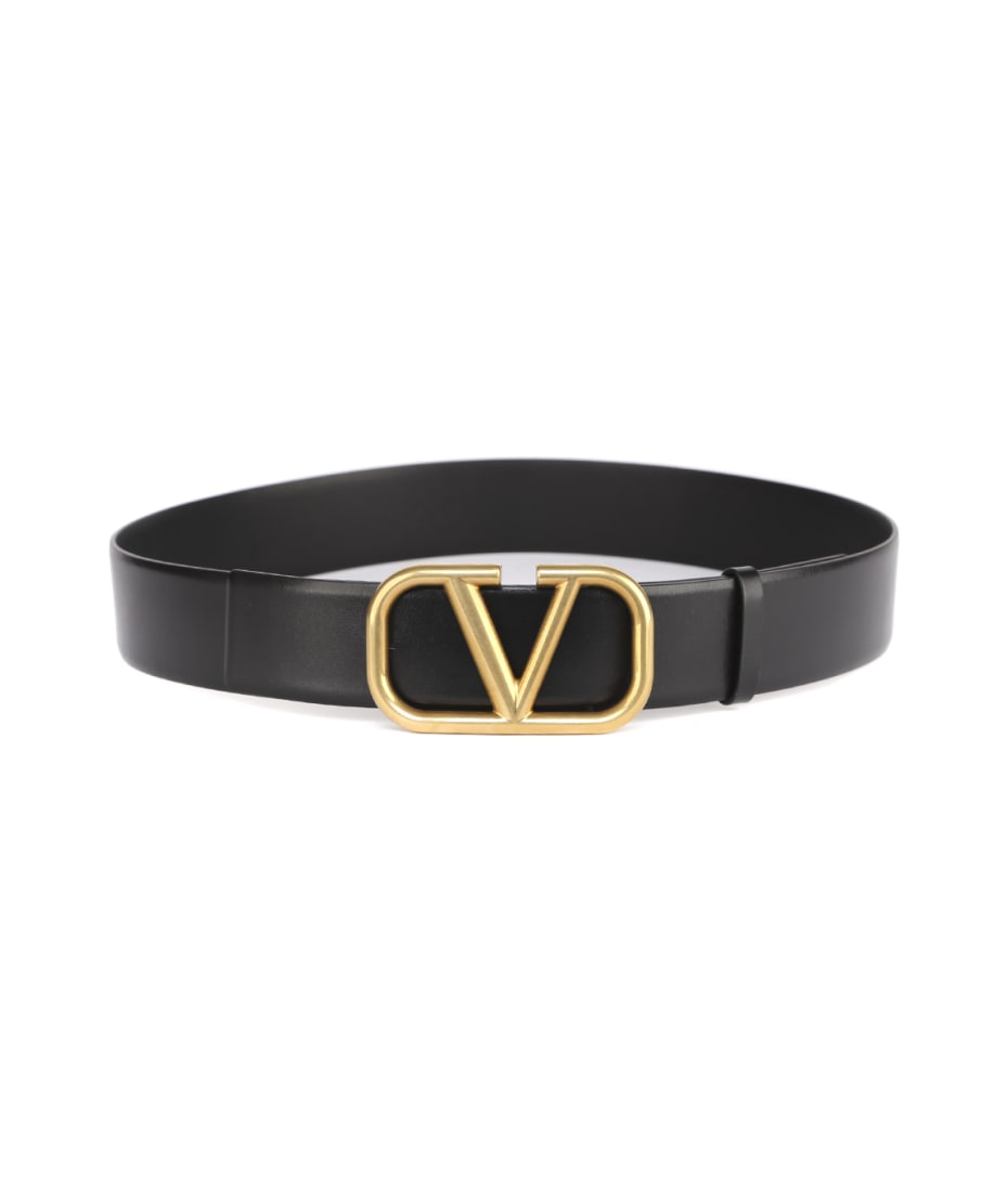 Valentino Garavani Vlogo Signature Calfskin Belt Man Black 095