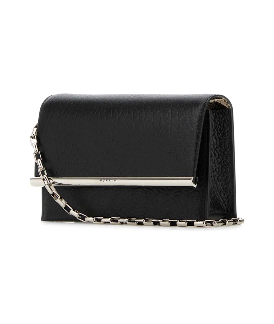 クラッチバッグ ALEXANDER MCQUEEN BLACK LEATHER MINI CROSS-BAR CLUTCH Alexander McQueen Black Leather Mini Cross-bar Clutch