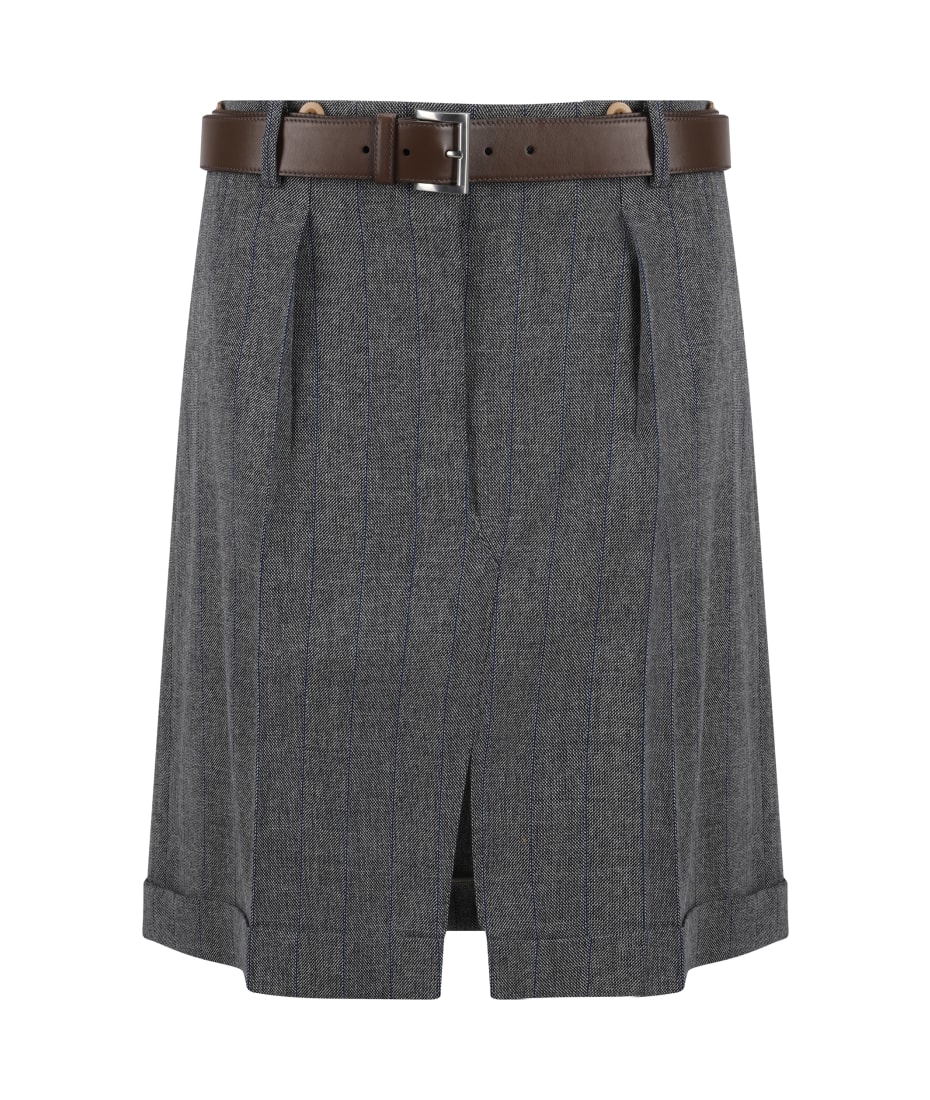 スカート PRADA SKIRT (P150JSOOO14J3 F0065) Prada-BlackLogoPleatedRe-Nylon