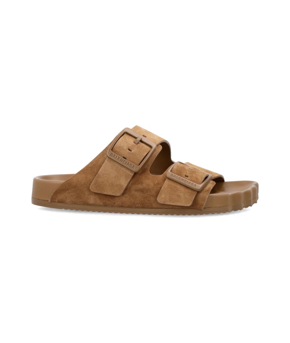 サンダル・ミュール BALENCIAGA Camel suede Sunday slippers (761342WCGA1 2200) Balenciaga Camel Suede Sunday Slippers In Brown | ModeSens