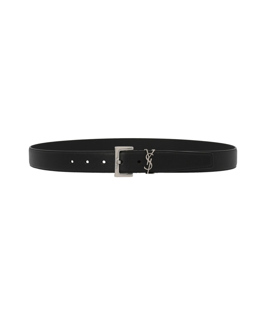 Cassandre Leather Belt in Black - Saint Laurent