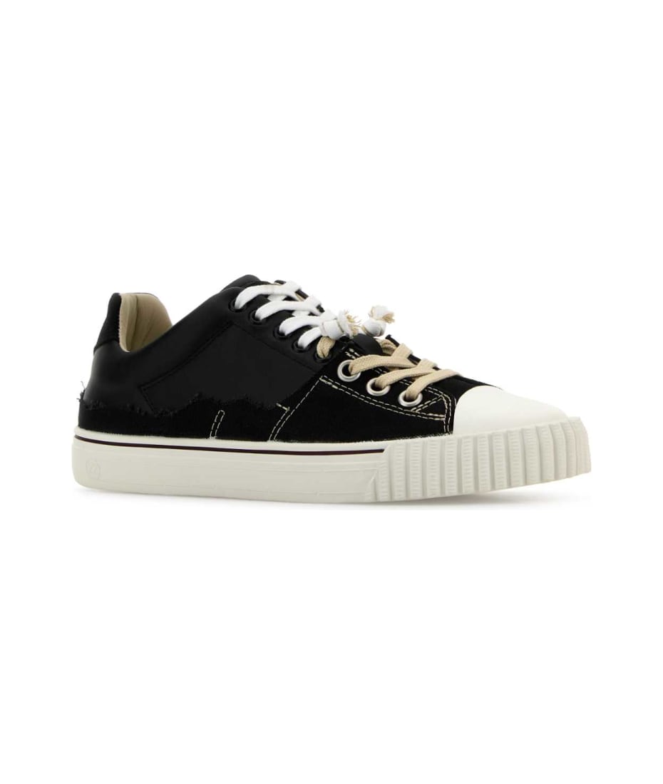 Maison Margiela Black Leather And Canvas New Evolution Sneakers