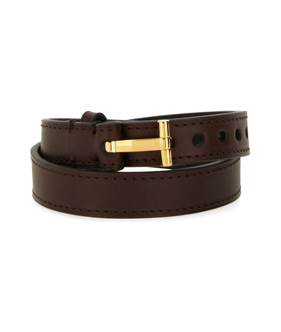 Tom Ford レザーTブレスレット BRAIDED LEATHER T BRACELET | Tom Ford Fashion