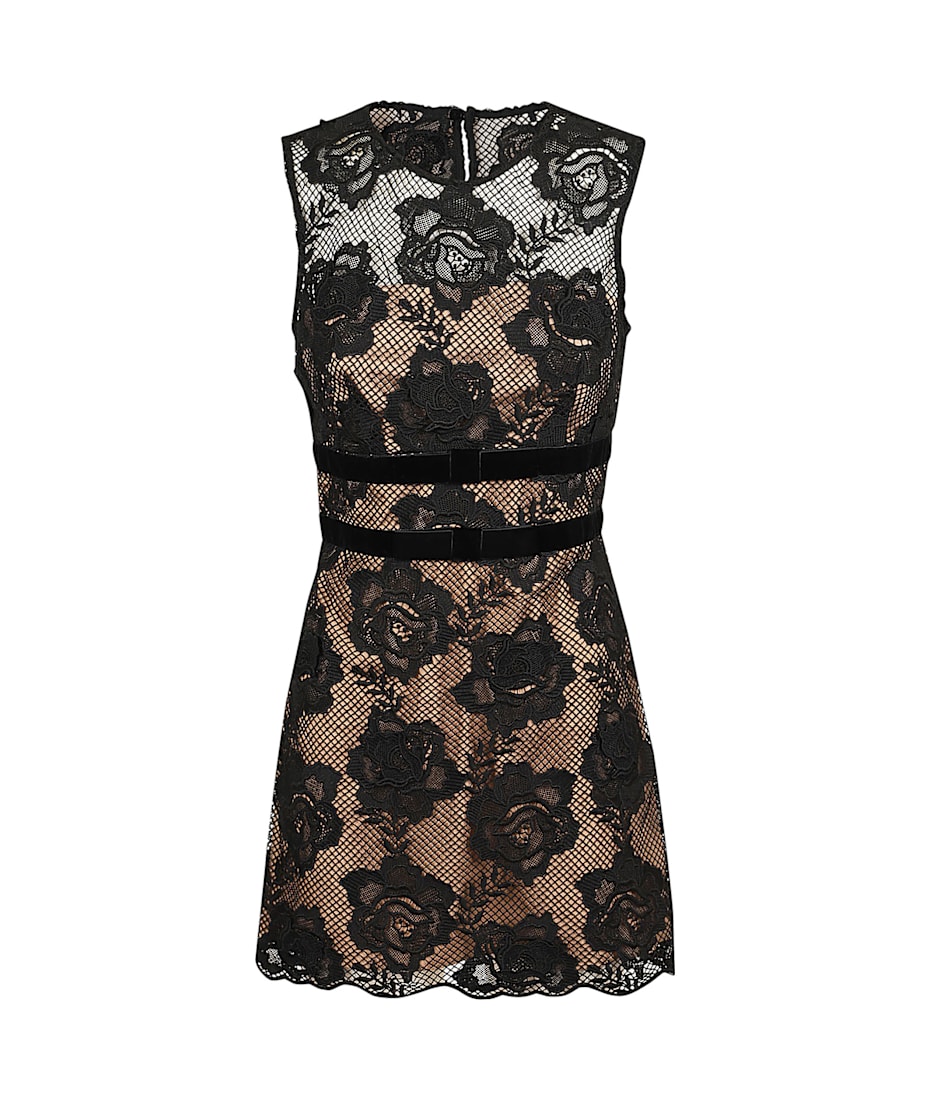 self-portrait Black Lace Velvet Bow Mini Dress | italist, ALWAYS LIKE A SALE