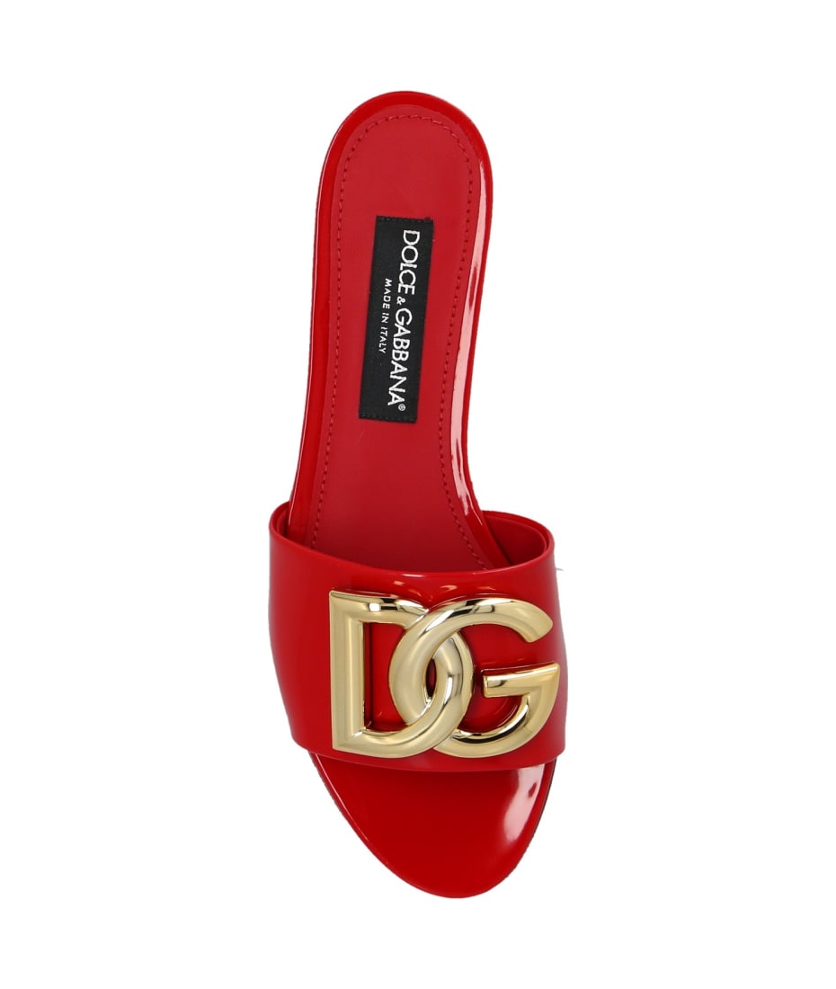 Dolce & Gabbana RED ‘BIANCA’ GLOSSY SLIDES サンダル ロゴ Dolce & Gabbana Bianca Glossy Slides サンダル 通販 | italist