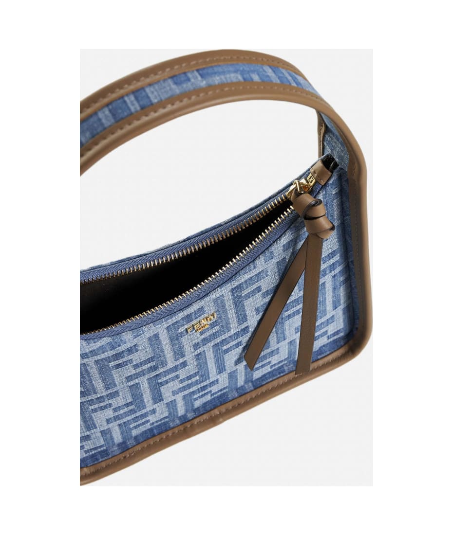 ハンドバッグ FENDI FF logo denim mini bag grey Fendi Denim-effect Ff Jacquard Roll Mini Bag – Modecraze Inc.