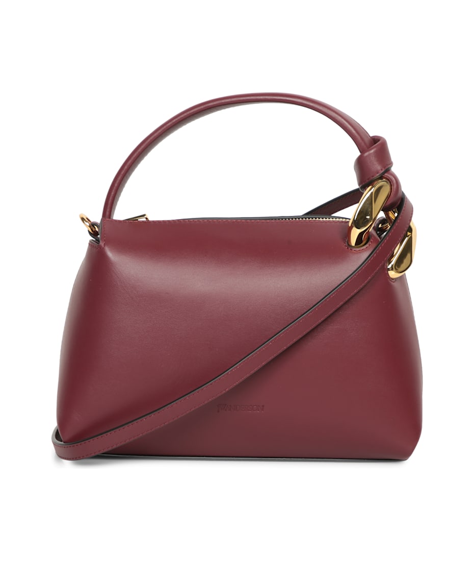 J.W. Anderson Corner Small Bordeaux Leather Bag トートバッグ