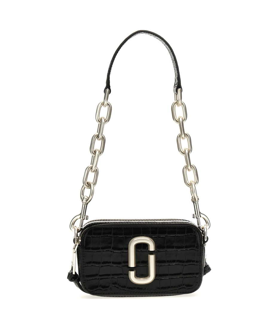 Marc Jacobs The Snapshot Croc Chain Black Leather Camera Bag