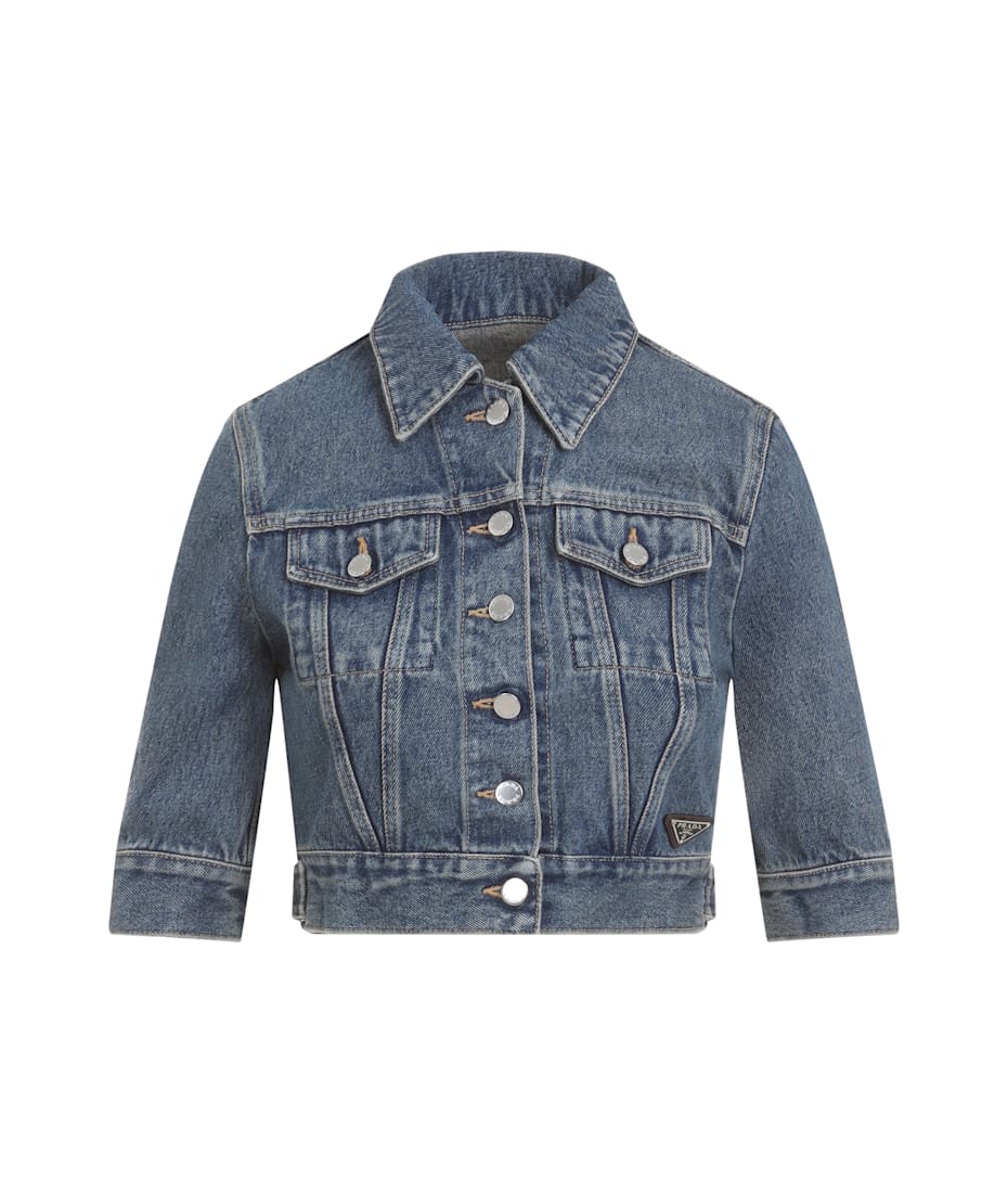 PRADA プラダ ジャケット インディゴ(デニム) 4103724D0109 PRADA プラダ 24SS トライアングルロゴ プレートデニム