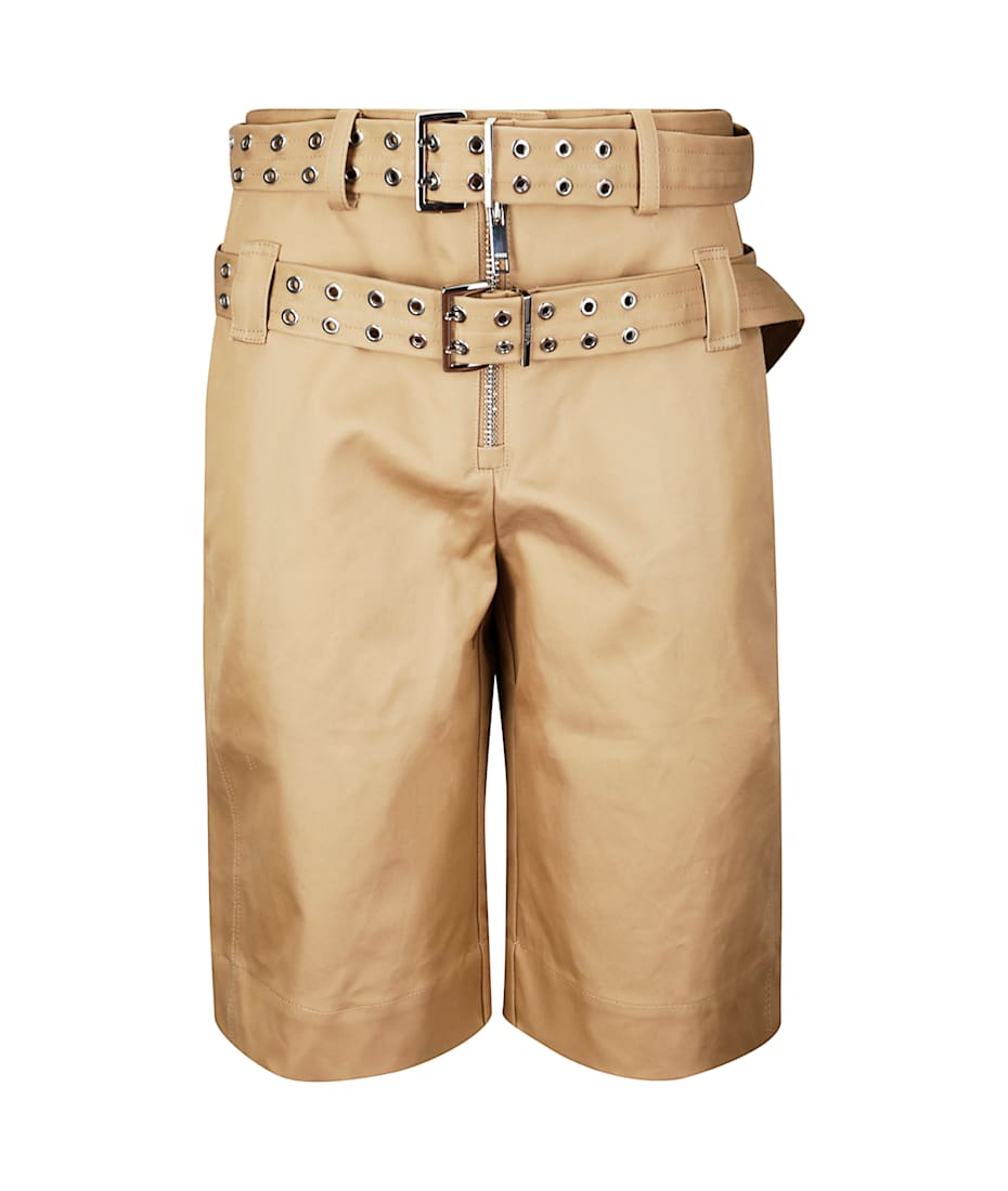 Ganni Bonded Cotton Belt Shorts | italist