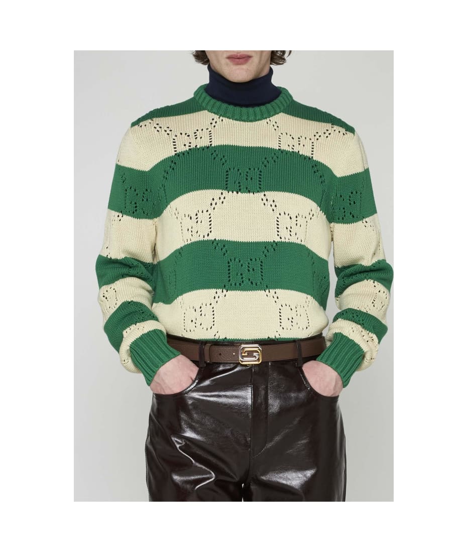 グッチセーター Gucci Gg Striped Cotton Sweater | italist