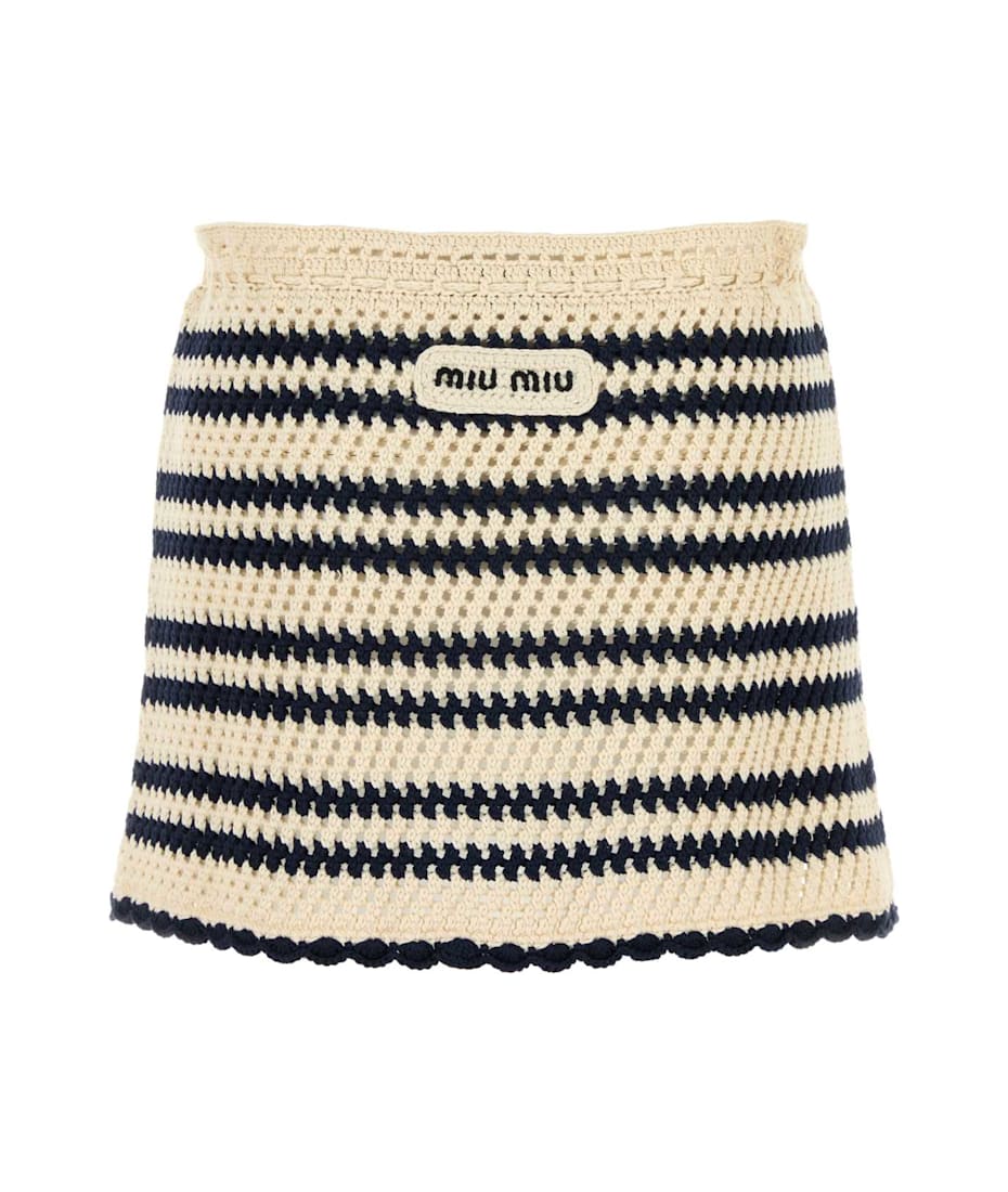 ミニスカート MIUMIU TWO-TONE CROCHET MINI SKIRT Miu Miu Two-tone Crochet Mini Skirt | italist