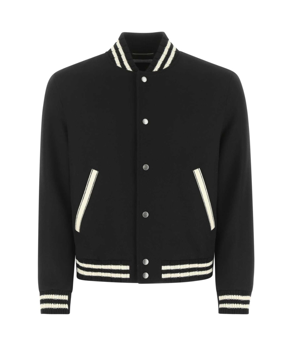 ブルゾン Saint Laurent Black wool blend bomber jacket Saint Laurent Black Wool Blend Bomber Jacket | italist