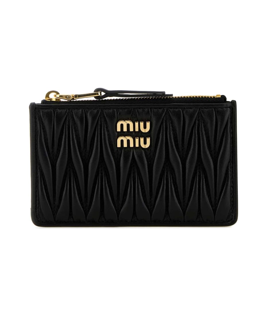 Authentic Authentic Miu Miu by Prada Black Soft Leather Long Designer Wallet w/ Box