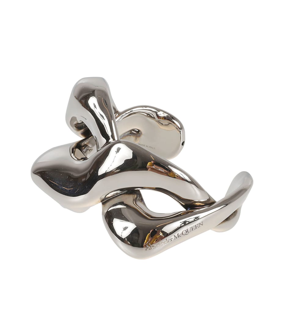ALEXANDER MCQUEEN ロゴ 彫刻 ツイスト カフ ブレスレット Alexander McQueen Twisted Cuff Bracelet | italist
