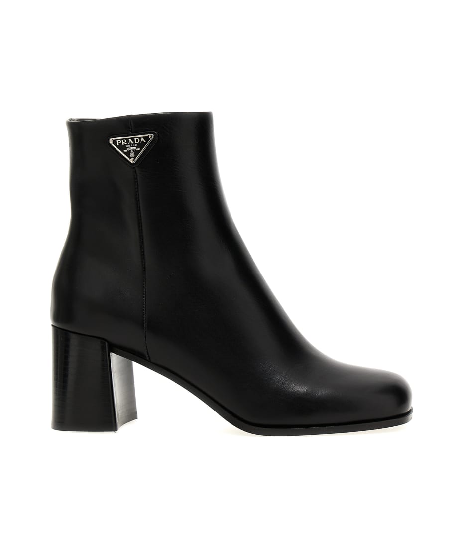 Prada Logo Leather Ankle Boots | italist