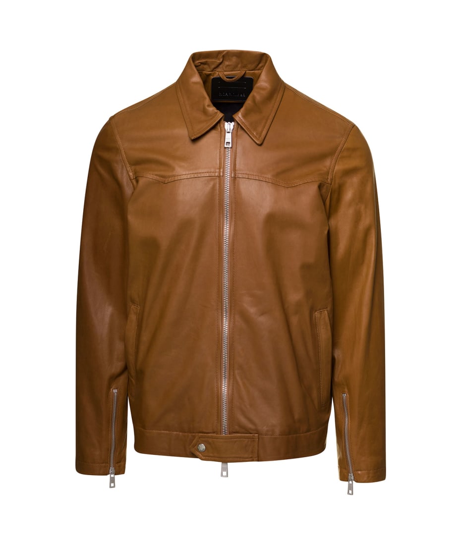 Giorgio Brato Brown Western Jacket With Two-way Zip In Leather Man 