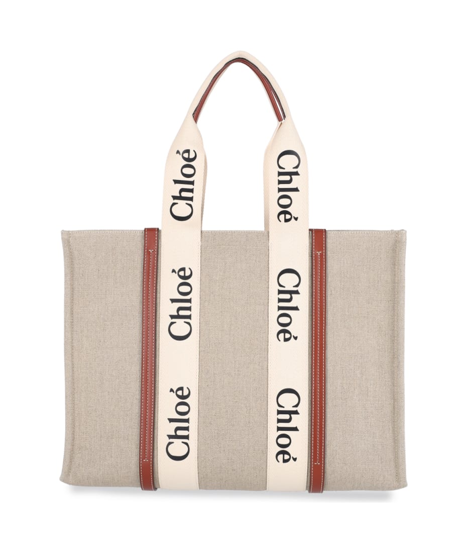 トートバッグ CHLOE TWO-TONE RUBBER AND LEATHER SMALL WOODY SHOPPING BAG Chloé Two-tone Canvas Large Woody Shopping Bag | italist