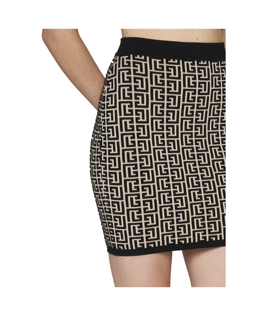 Balmain Monogram Jacquard Knit Skirt | italist