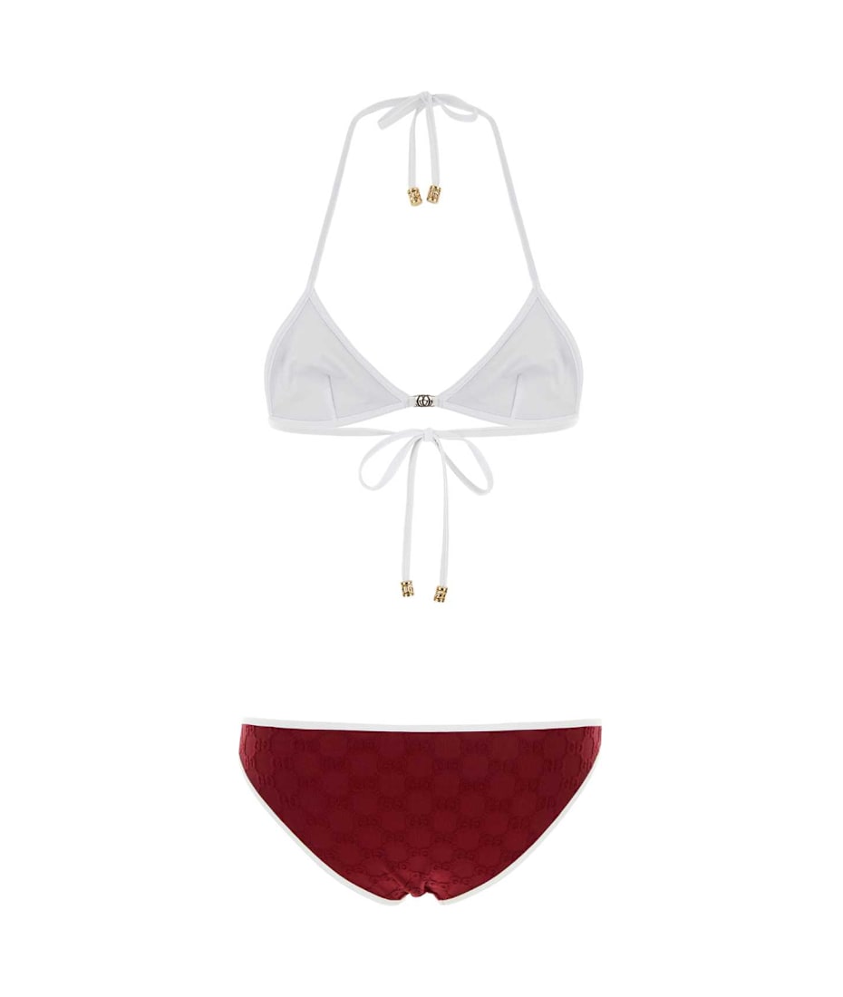 ビキニ Gucci Gucci Burgundy Stretch Terry Fabric Bikini Gucci Women Burgundy Stretch Terry Fabric Bikini In Red
