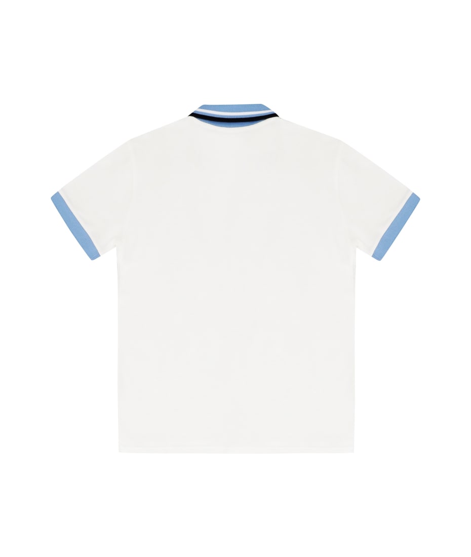 Young Versace Short Sleeve Cotton Polo Shirt - White