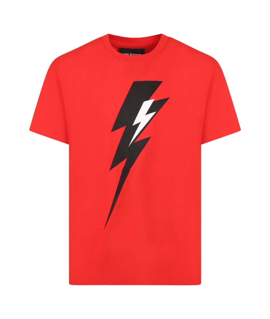 Neil Barrett Kids Lightning-Bolt Print T-Shirt - White