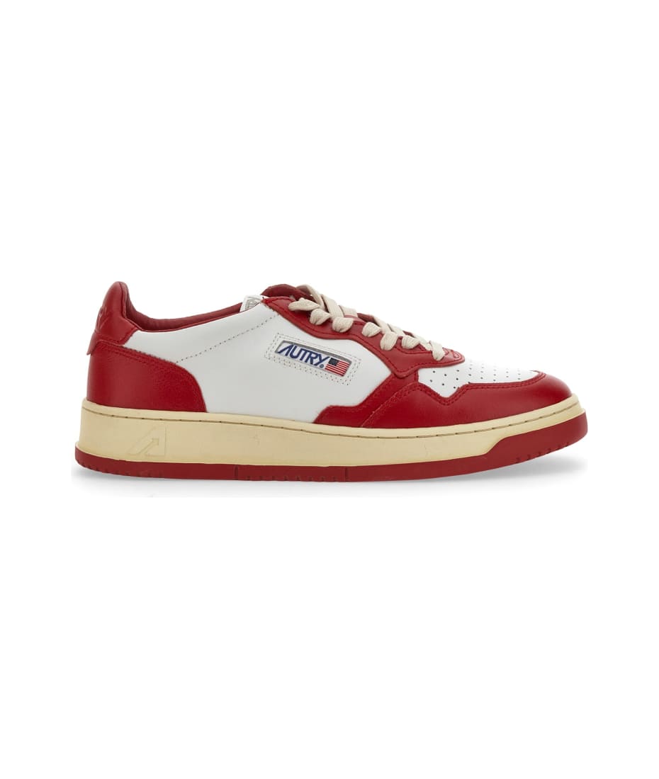 スニーカー AUTRY Men Sneakers Red Autry Medalist Niedrig Sneaker Mann Leder Weiß Red Casual
