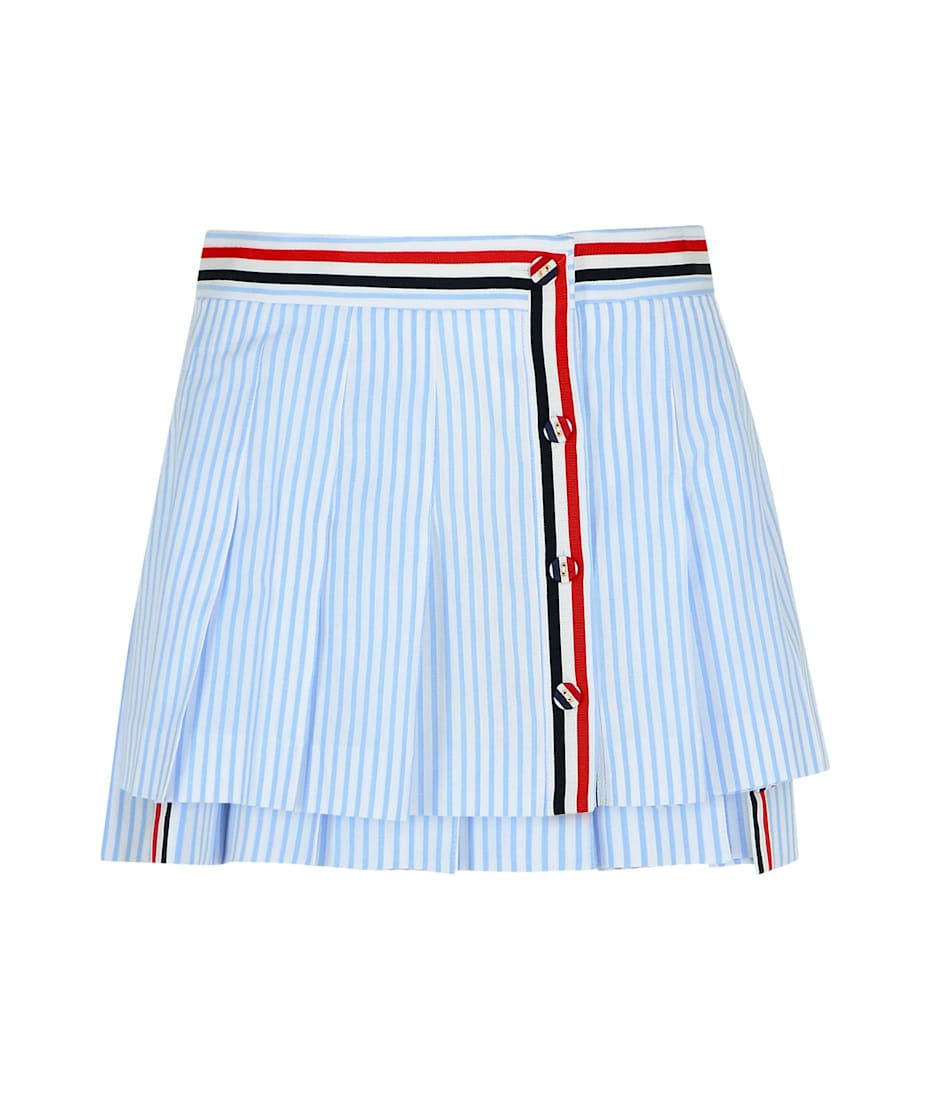 【送料&関税込】Thom Browne Blue Cotton Skirt Thom Browne Light Blue Cotton Miniskirt | italist