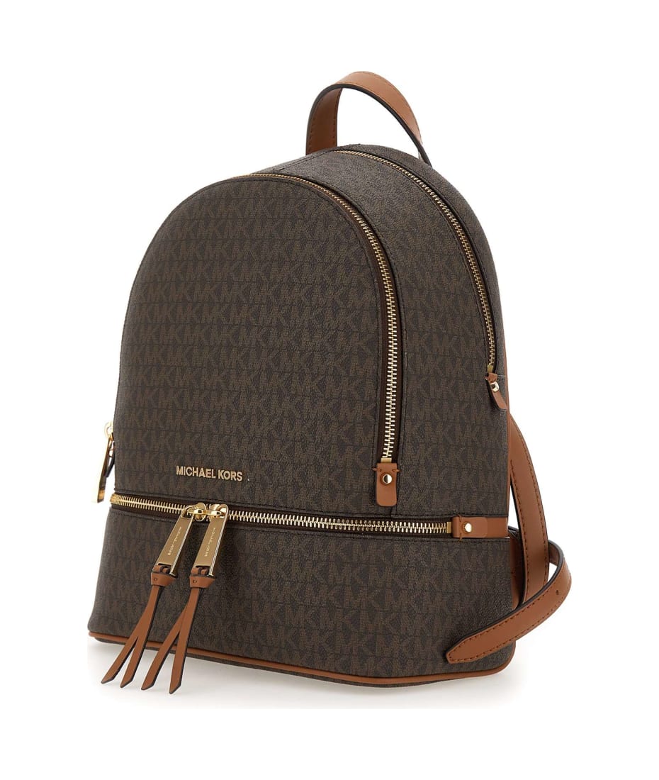 MICHAEL Michael Kors Logo Plaque Zip-up Backpack in Brown for Men