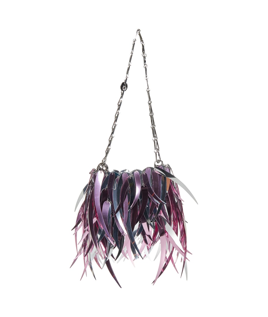 Rabanne Silver & Pink Metallic Feather Bag
