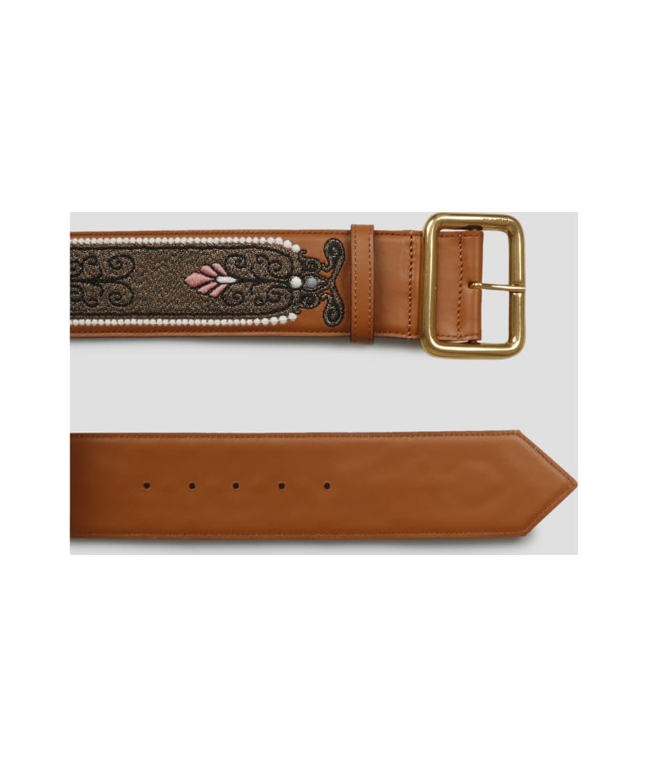 【ETRO】 Embellished leather belt Etro Embroidered Leather Belt | italist