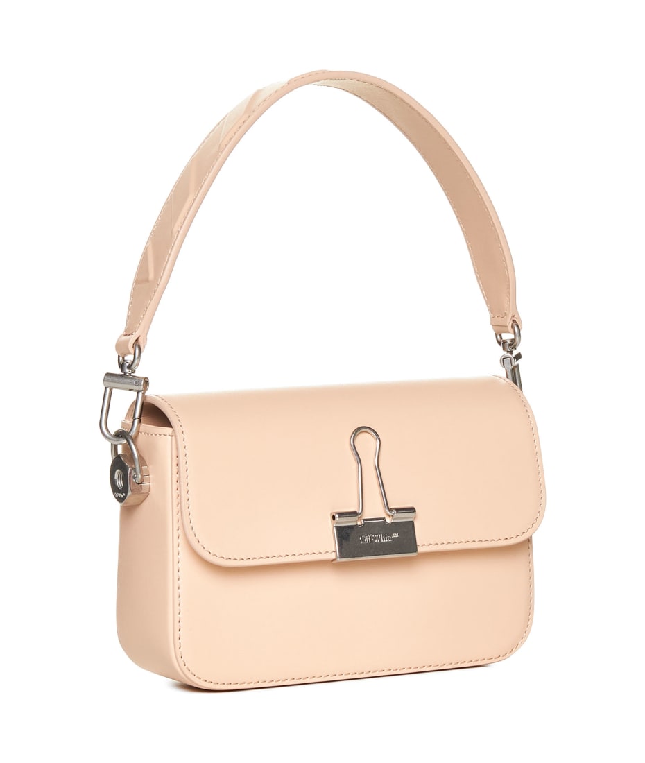 Off-White Plain Binder Leather Shoulder Bag - Pink