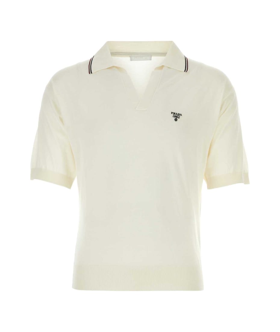 Tシャツ・カットソー PRADA Ivory Silk Blend Polo Shirt Prada Ivory Silk Blend Polo Shirt | italist