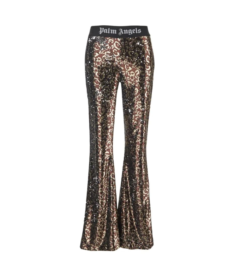Palm Angels Logo Tape Sequins Flare Trousers