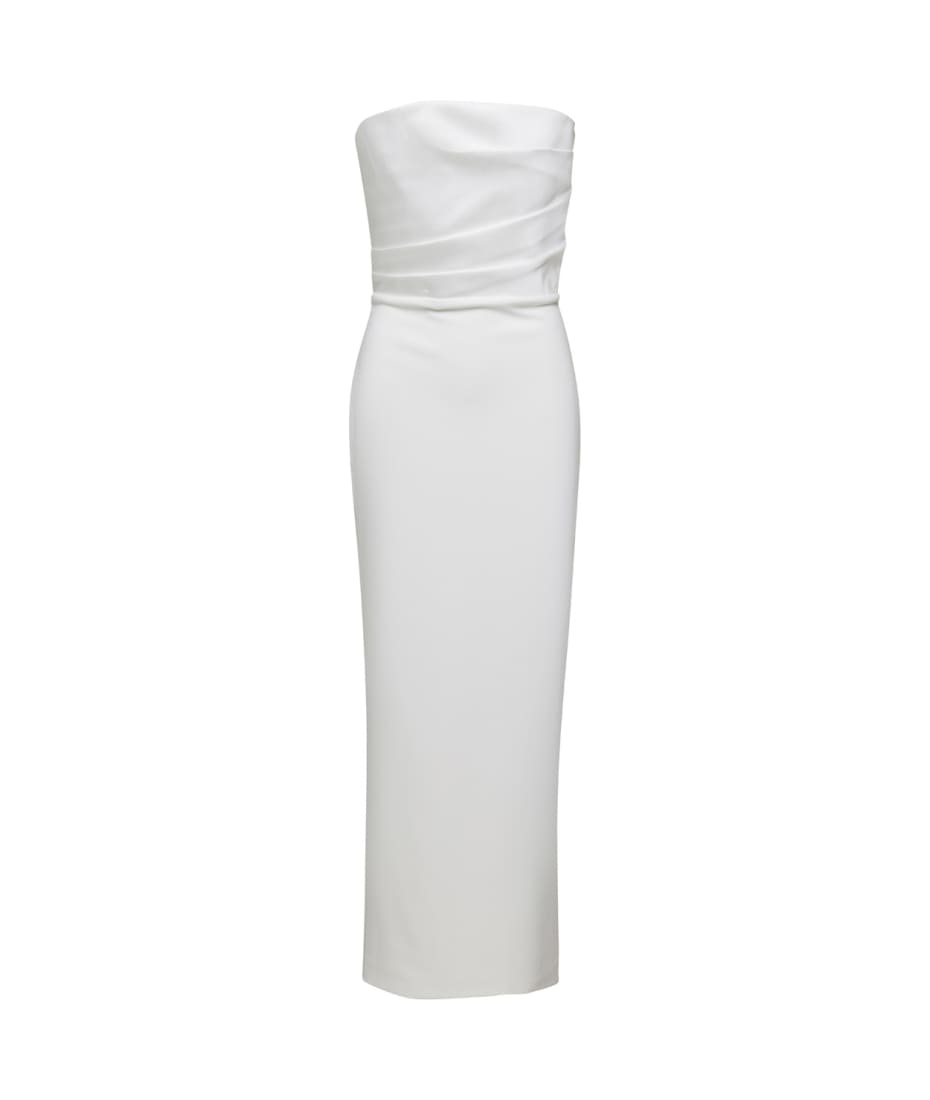 Solace London Afra Maxi Dress In Cream Twill Crepe Knit