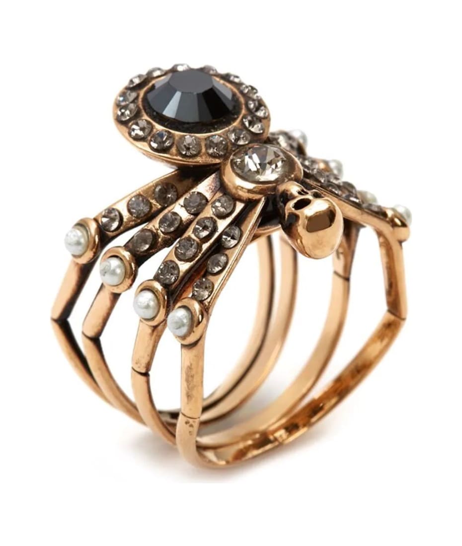 Alexander McQueen Spider Ring In Antique Gold - Oro