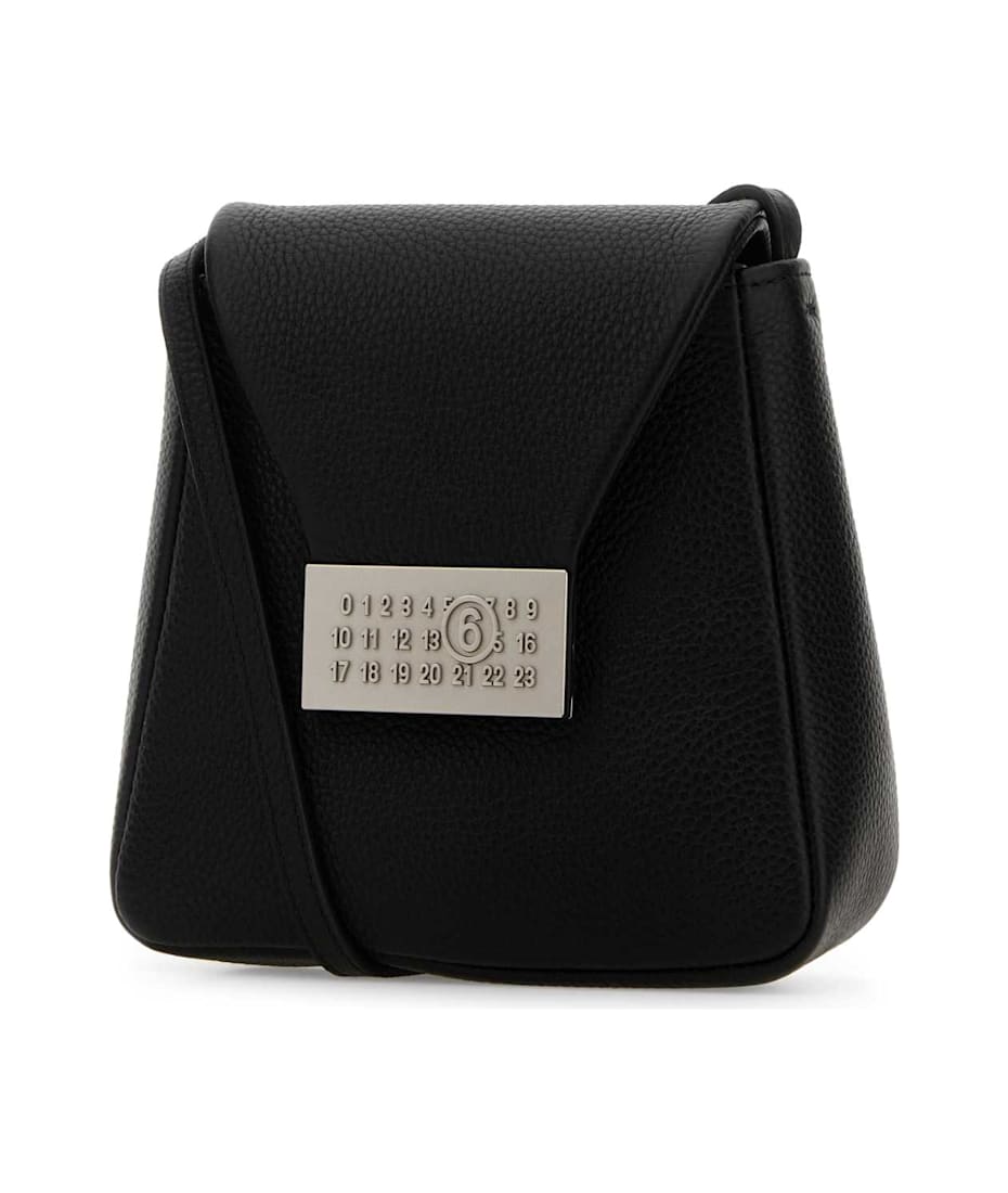 MM6 Maison Margiela Black Leather Numeric Crossbody Bag