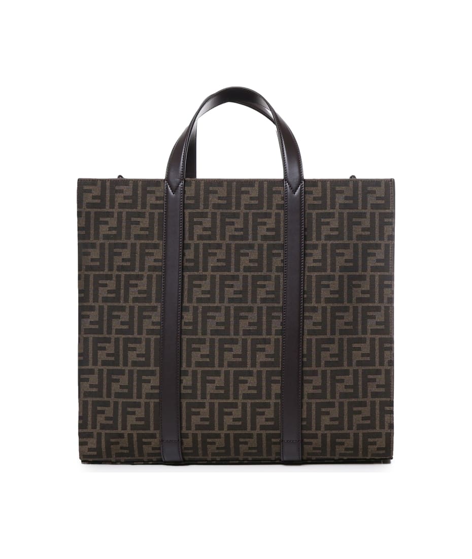 Fendi f logo hot sale leather shopper tote