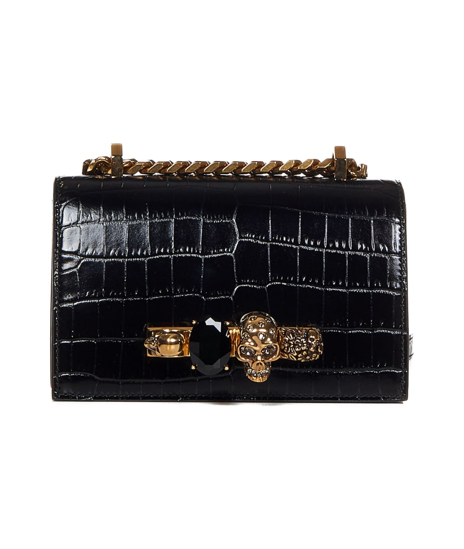 Alexander McQueen mini jewelled satchel bag - Black