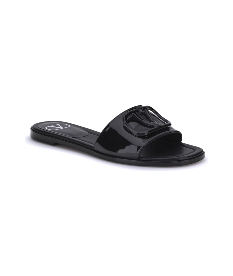 Patent Leathe Vlogo Slide Sandals