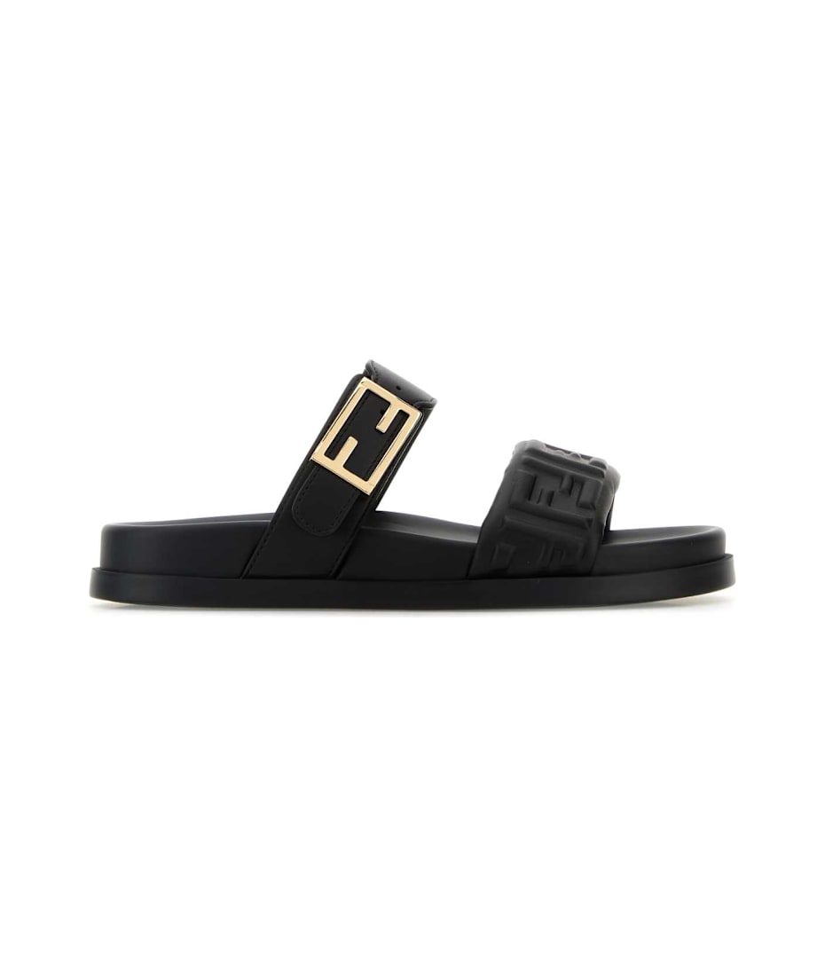 サンダル・ミュール FENDI Black Nappa Leather Fendi Feel Slippers Black Nappa Leather Fendi Feel Slippers | italist