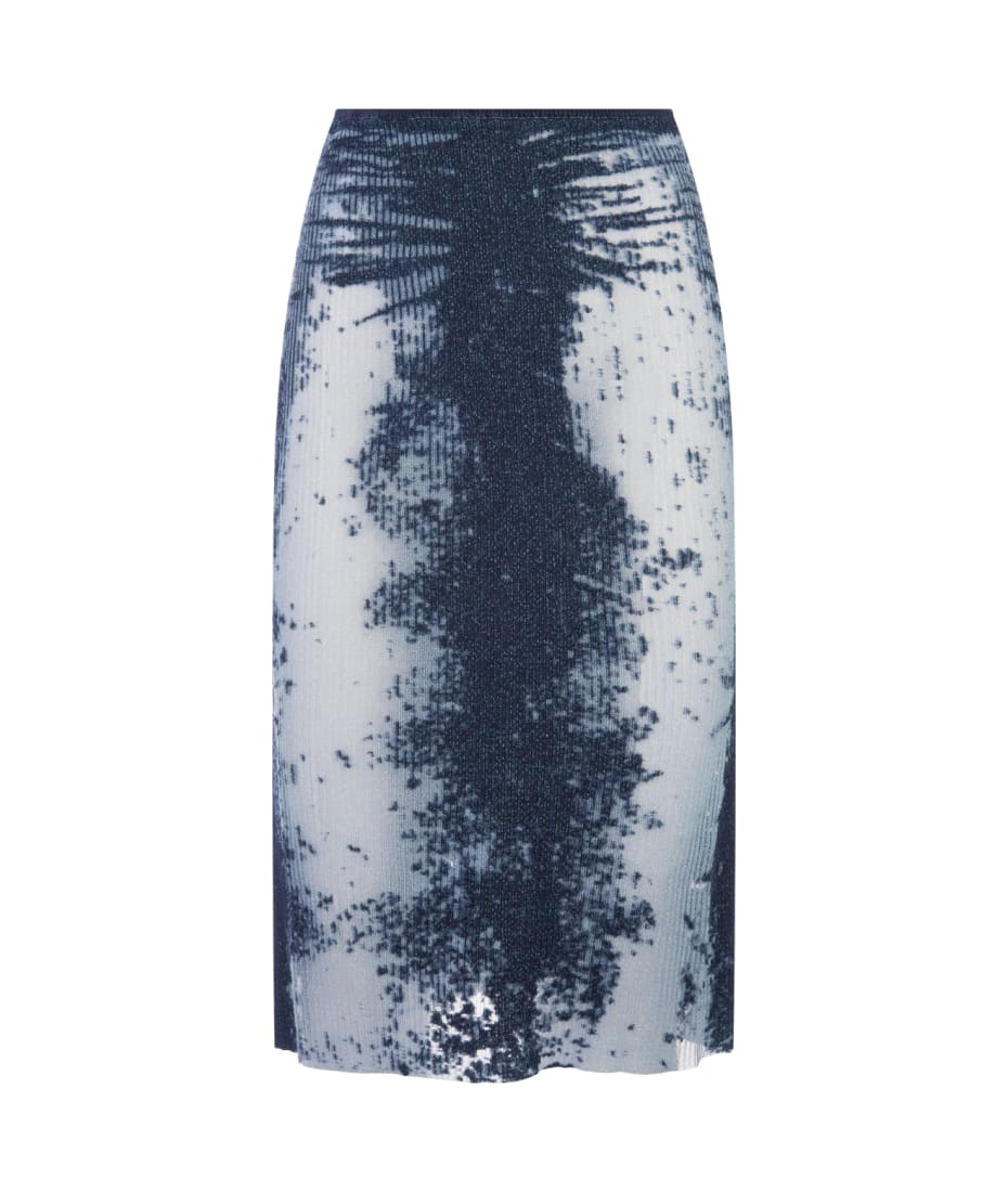 【送料&関税込】Diesel Blue M-begonia Midi Skirt Women's Midi skirt in devoré metallic knit | Blue | Diesel