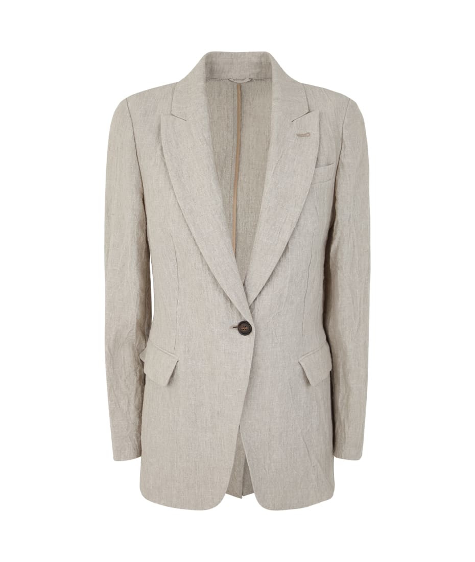 BRUNELLO CUCINELLI ジャケット リネン シルク ベージュ 46 2395$ Brunello Cucinelli - Mens Dyed Beige Denim Trucker