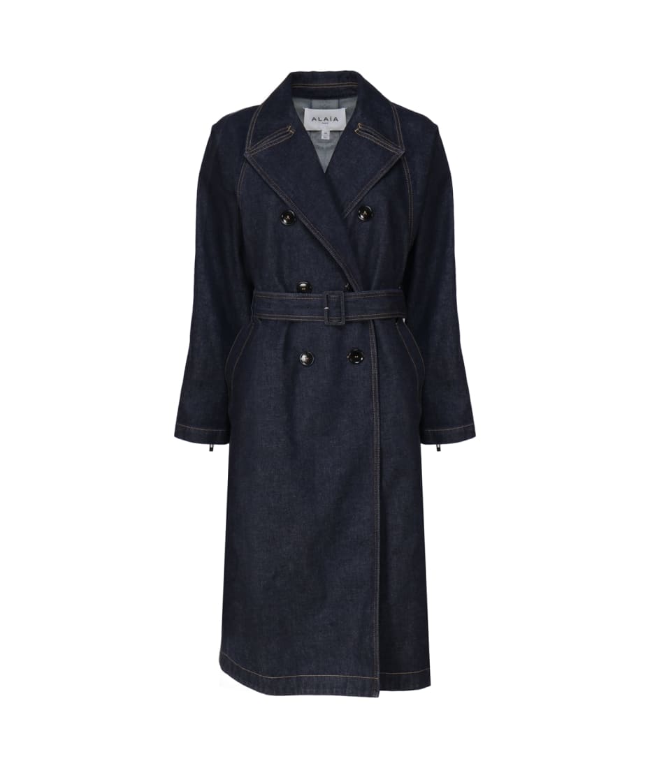 Alaia Classic Coat In Cotton Denim | italist